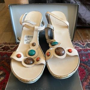 Wedge heel sandals — size 7 — made in Italy